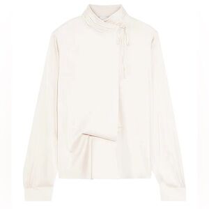 IRIS & INK Tulia Draped Satin-Crepe Turtleneck women’s Blouse $150 size 4